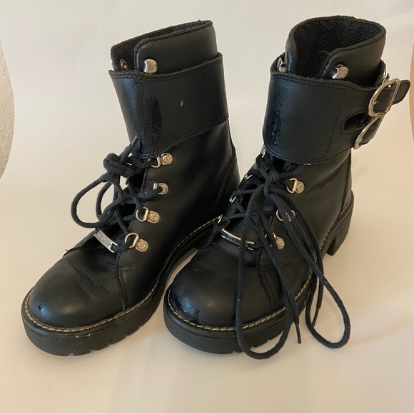 Harley Davidson Women’s Black Leather Motorcycle Boots Size 6 - Picture 1 of 8
